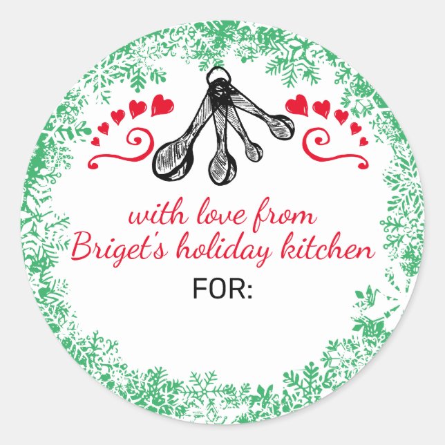 Measuring spoons Christmas cookies personalised Classic Round Sticker (Front)
