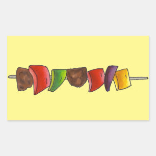 Meat and Vegetable Kebab Street Meat Veggie Skewer Rectangular Sticker