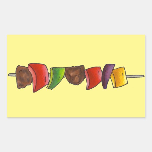 Meat and Vegetable Kebab Street Meat Veggie Skewer Rectangular Sticker (Front)