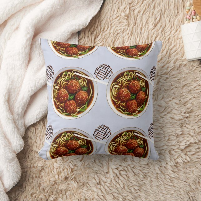 Meat ball Noodle Pillow (Blanket)
