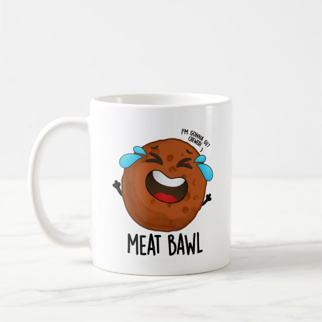 Meat-bawl Funny Meatball Pun  Coffee Mug (Left)
