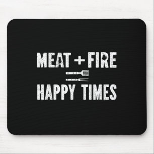 Meat Fire Happy Times Funny Bbq Grill Smoker Barbe Mouse Pad