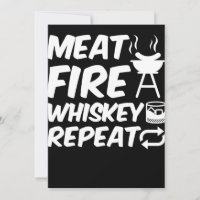 Meat Fire Whiskey Repeat | Funny Saying Meat BBQ
