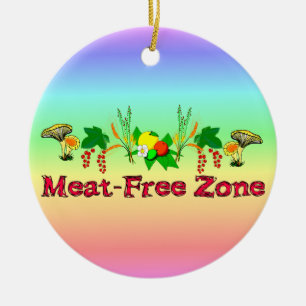 Meat-Free Zone Ceramic Tree Decoration