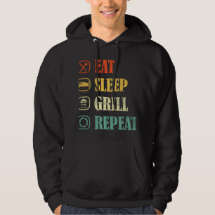 Meat Grilling BBQ Griller Retro Eat Sleep Grill Me Hoodie