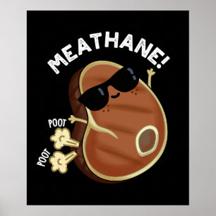 Meat-hane Funny Farting Meat Pun Dark BG Poster