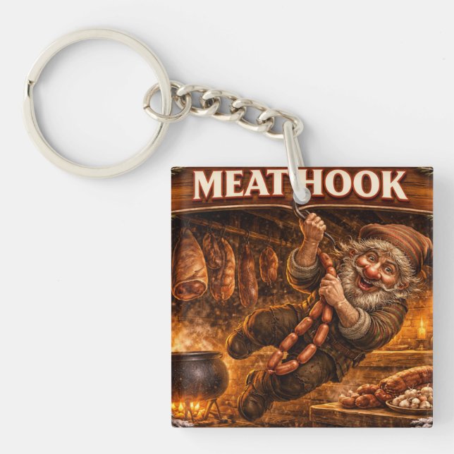 Meat Hook Icelandic Yule Lad Key Ring (Front)