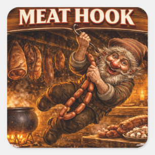 Meat Hook Icelandic Yule Lad Square Sticker