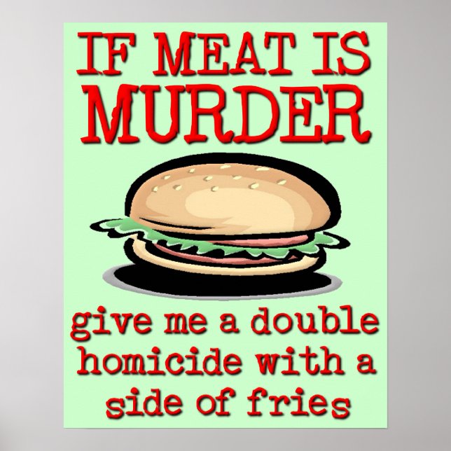 Meat Is Murder Funny Print Poster Humour (Front)