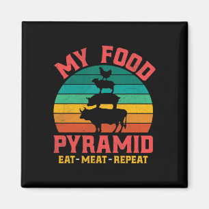 Meat Lovers My Food Pyramid Eat Meat Repeat Vintag Magnet