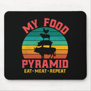 Meat Lovers My Food Pyramid Eat Meat Repeat Vintag Mouse Pad