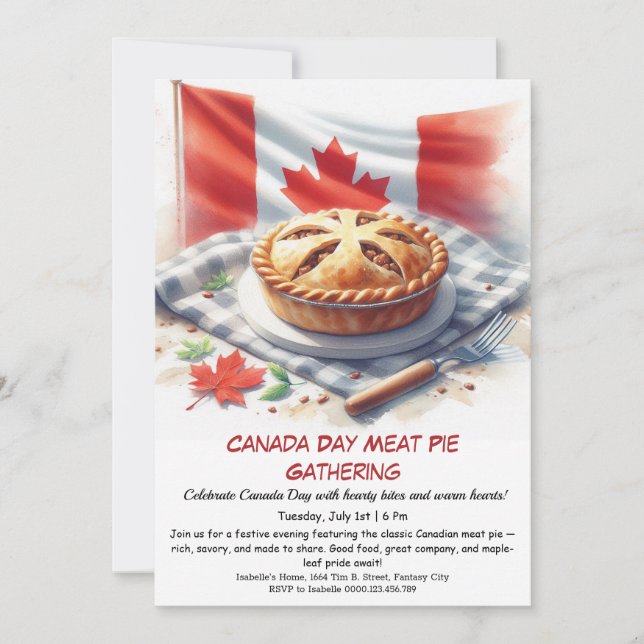 Meat Pie Party with Rustic Charm | Canada Day Invitation (Front)