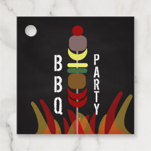 Meat Skewers BBQ Cook Out Party Classic Round Sti Favour Tags