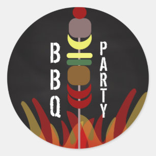 Meat Skewers BBQ Cook Out Party  Classic Round Sticker
