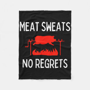 Meat Sweats No Regrets Shirt Funny Pig Roast Bbq Fleece Blanket