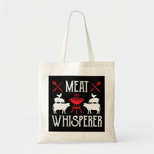 Meat Whisperer Men Clothing Gift for Him Funny BBQ Tote Bag (Front)