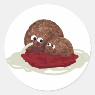 Meatball Eating Spaghetti Classic Round Sticker