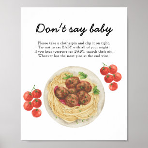 Meatball Pasta Baby shower Don't say baby Poster