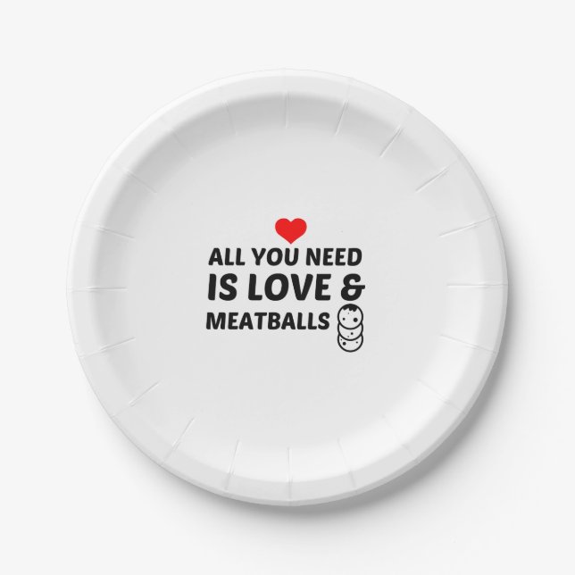 MEATBALLS AND LOVE PAPER PLATE (Front)