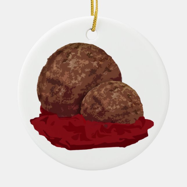 Meatballs in Sauce Ceramic Tree Decoration (Front)