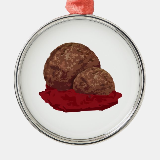 Meatballs in Sauce Metal Tree Decoration (Front)
