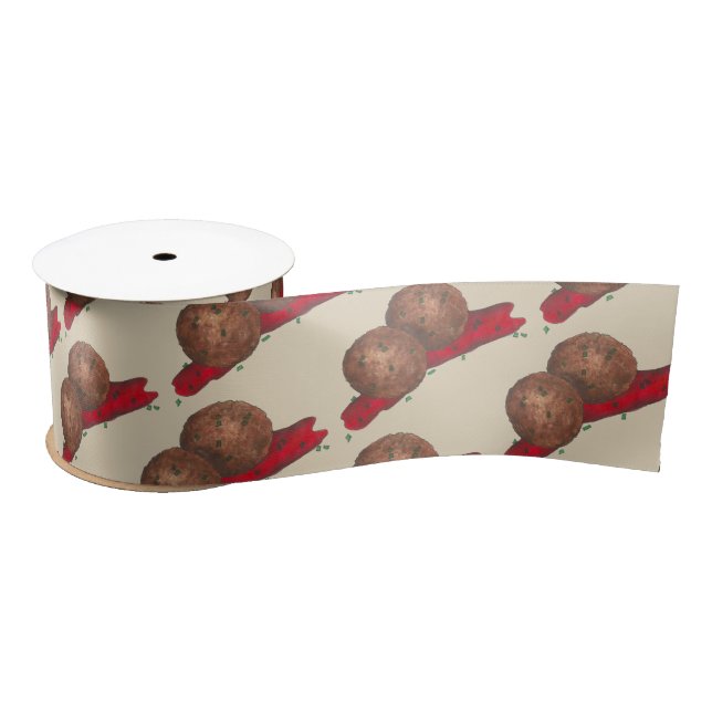 Meatballs Marinara Italian Restaurant Food Cooking Satin Ribbon (Spool)