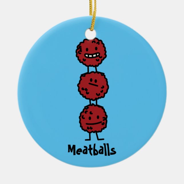 Meatballs Meatball stacked on top of each other Ceramic Tree Decoration (Front)