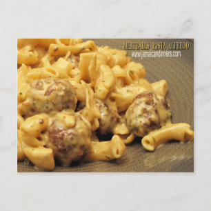Meatballs Pasta Alfredo Postcard