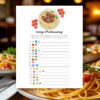 Meatballs pasta baby shower, emoji pictionary game