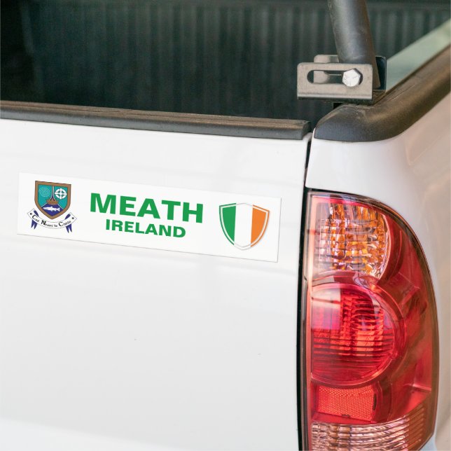 Meath Ireland Crest and Irish Flag Bumper Sticker (On Truck)
