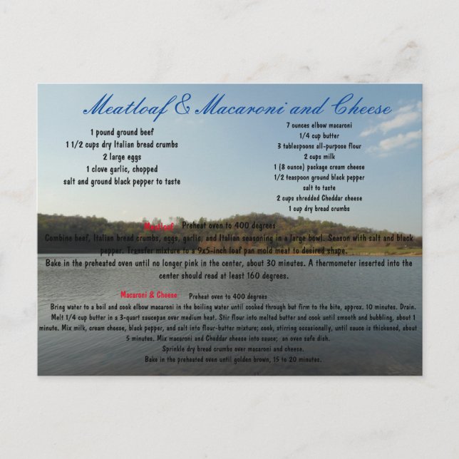 Meatloaf & Macaroni and Cheese Postcard (Front)