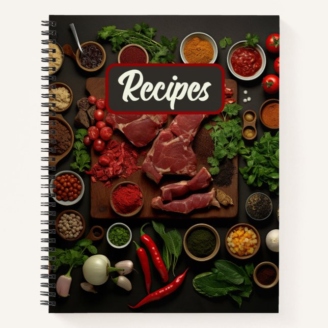 Meats, Veggies and Spices Recipe  Notebook (Front)