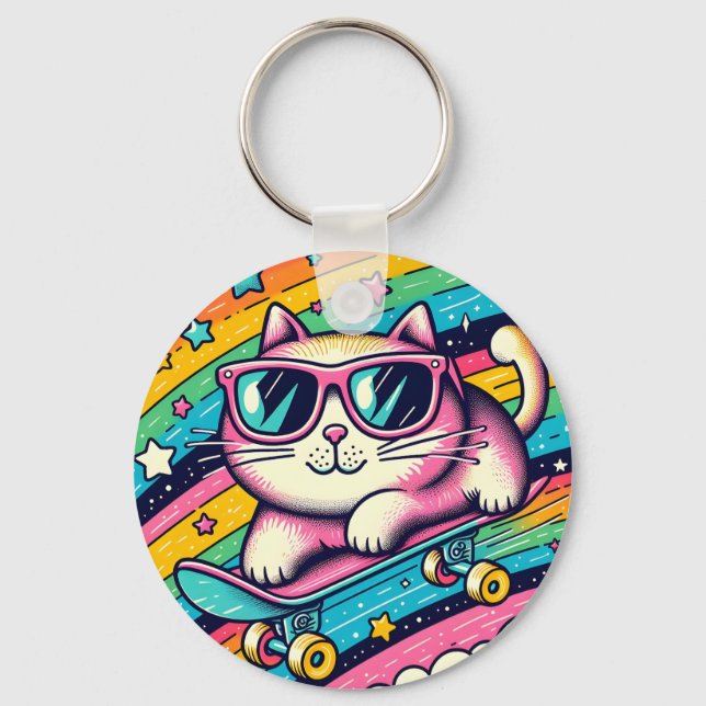 Meaw Cat Cartoon Key Ring (Front)