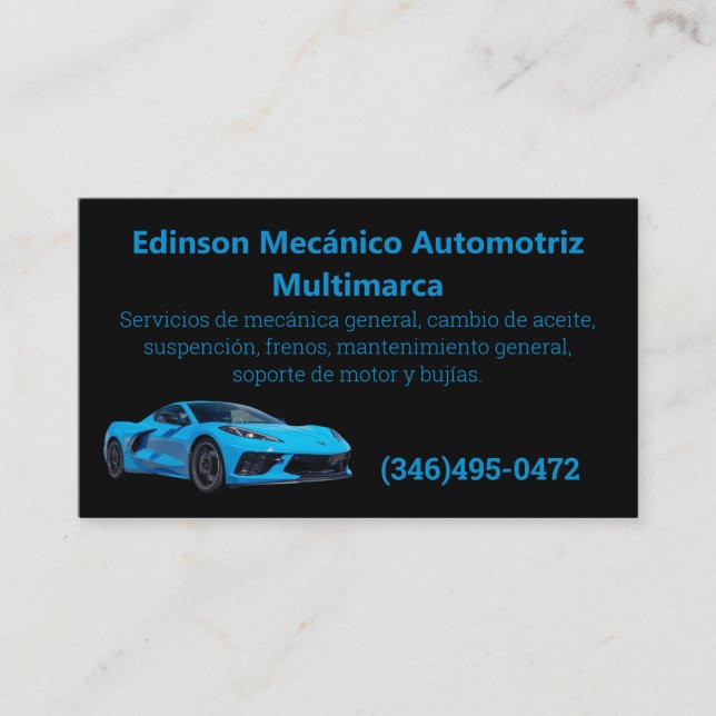 Mecánico Automotriz Tarjetas de Negocios  Business Card (Front)