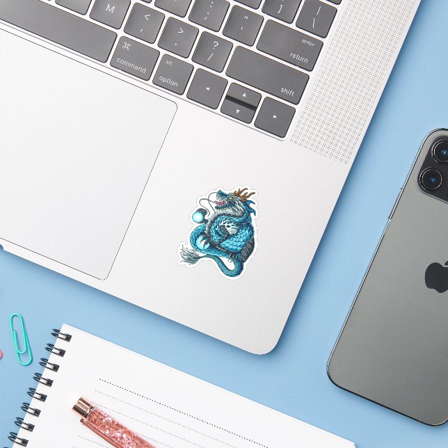 Mech Dragon Custom-Cut Vinyl Sticker (Laptop w/ iPhone)