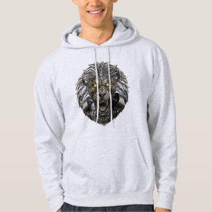 Mecha Lion – Fierce Golden Mechanical Beast Design Hoodie