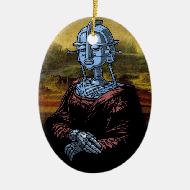 Mecha Lisa Ceramic Tree Decoration (Front)