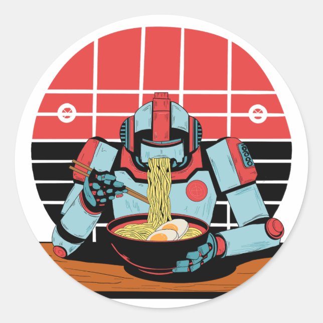 Mecha Ramen  Classic Round Sticker (Front)