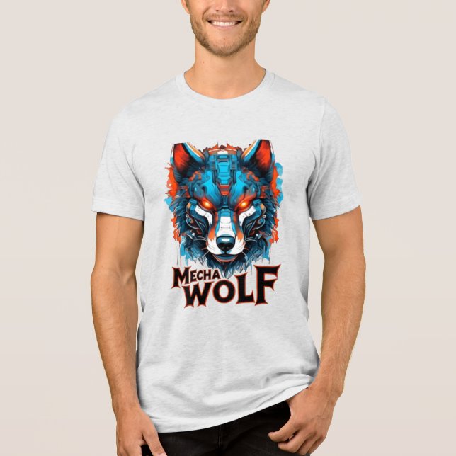 Mecha Wolf Graphic Double Print Tri-Blend Shirt (Front)