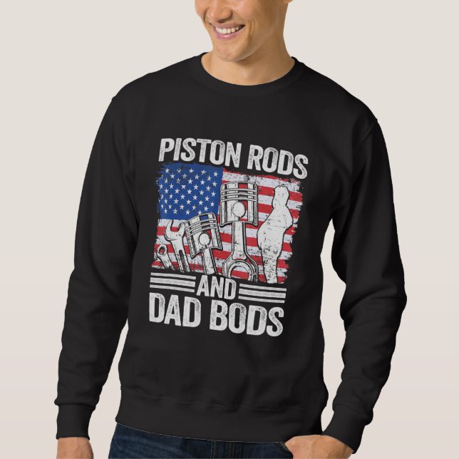 Mechanic American Flag 4th Of July Piston Rods And Sweatshirt (Front)