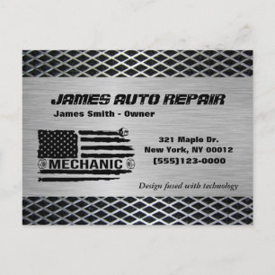 Mechanic American Flag Auto Repair Business Postcard