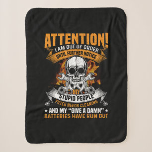 Mechanic Art Attention I Am Out Of Order Sherpa Blanket