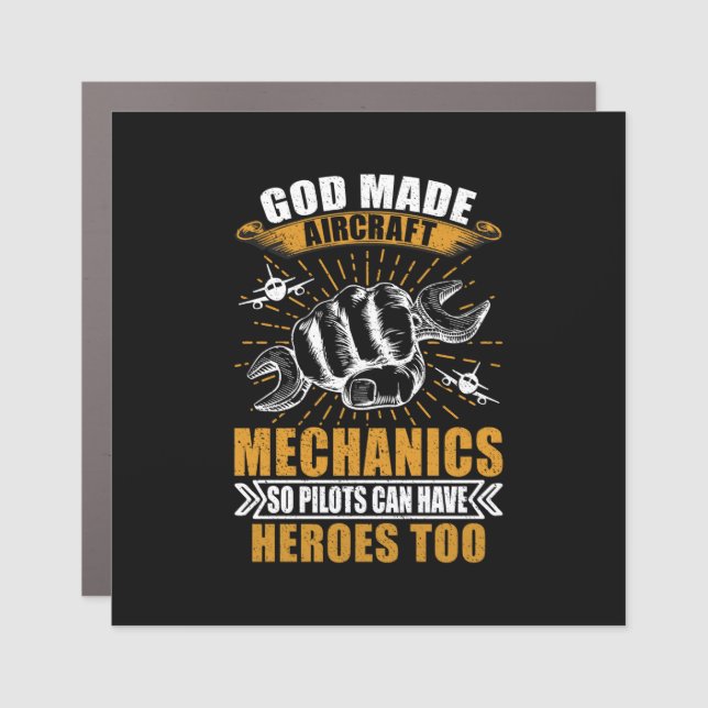 Mechanic Art | God Made Aircraft Mechanics Car Magnet (Front)