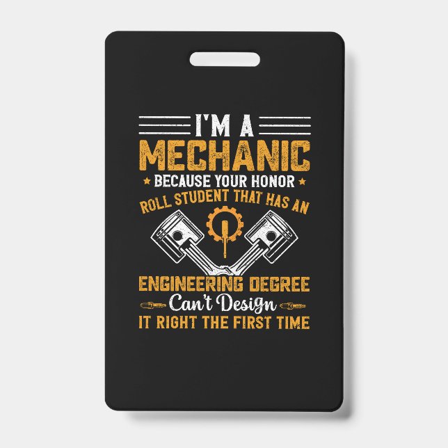 Mechanic Art | I Am A Mechanic ID Badge (Front)