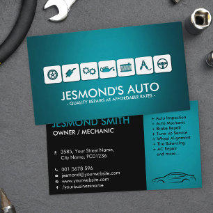 Mechanic Auto Repair with Icons Business Card