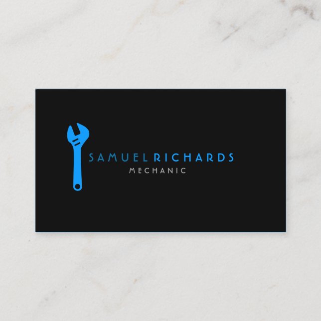 Mechanic Auto Repair Wrench Silhoutte Business Card (Front)