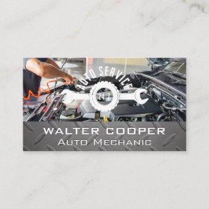 Mechanic Auto Services Metal Engine Business Card