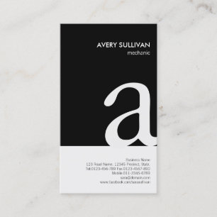Mechanic Black White Monogram Business Card