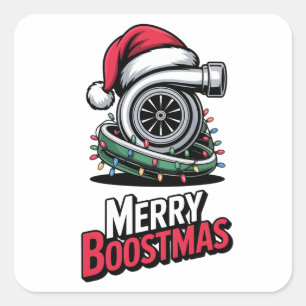 Mechanic Boost Turbo Engine Nitro Santa Lovers Square Sticker