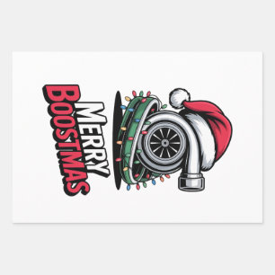 Mechanic Boost Turbo Engine Nitro Santa Lovers Wrapping Paper Sheet